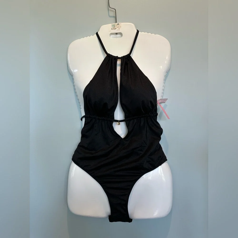 Victoria’s Secret High Neck KeyHole Monokini Black Swimsuit size Medium NWT